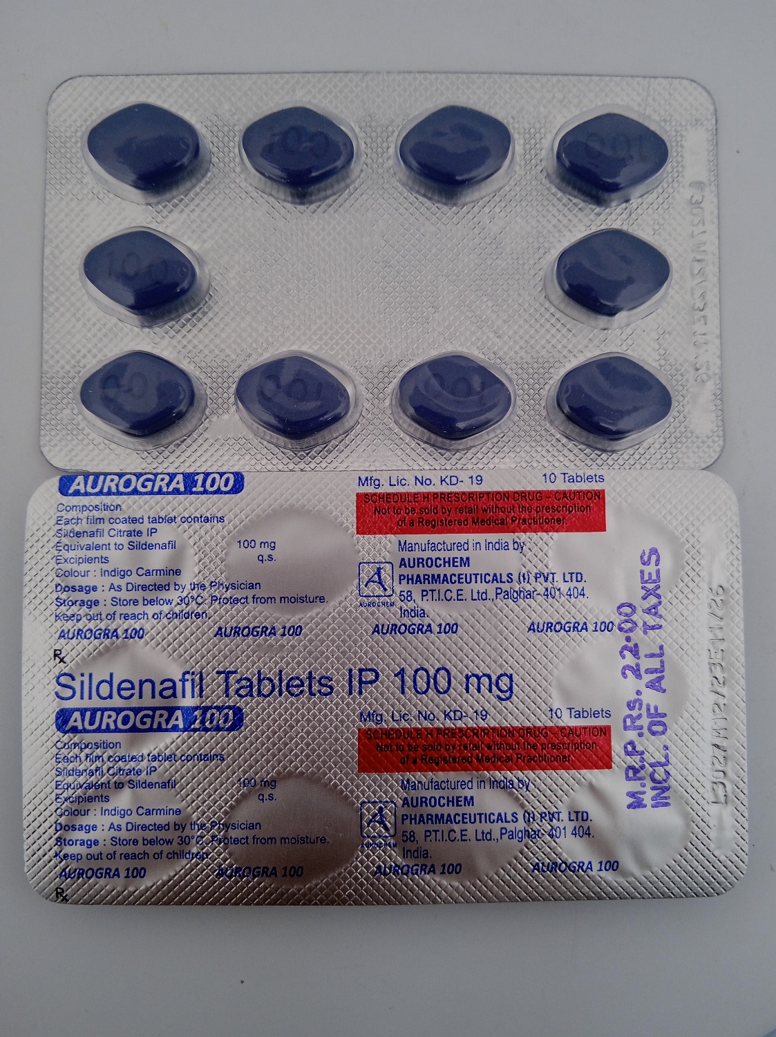 AUROGRA 100 MG - 10 TABLETS